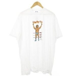 Men’s Undefeated Wrestler White Graphic T-Shirt for Size Large